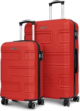Brick box Series Set of 2 Luggage | Lightweight Small 10KG & Large 30KG ABS 8 Wheels Trolley Hardsided Travel Suitcase (Red, Set of 2 (Cabin + Large)) on Amazon.ae - Price Tracker