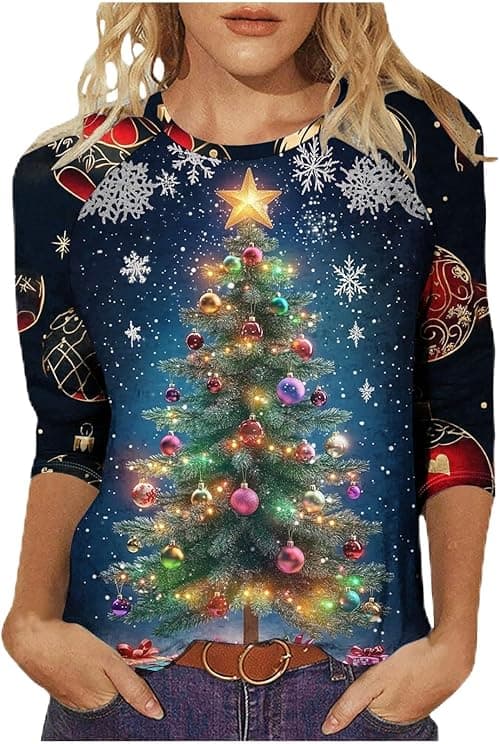 Christmas Tops for Women Rude Christmas Jumper Short Sleeve Blouses Funny Xmas Tree Santa Snowflake Print Blouse Crew Neck Jumper Rude Xmas Casual Tunic Top Casual Holiday Tshirt Top on Amazon.ae - Price Tracker