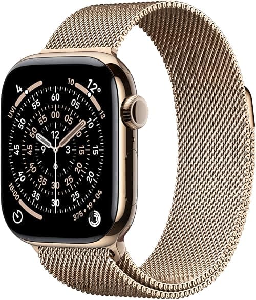 Apple Watch Series 11 GPS + Cellular 42mm Smartwatch with Gold Titanium Case with Gold Milanese Loop. Sleep Score, Fitness Tracker, Health Monitoring, Always-On Display, Water Resistant on Amazon.ae - Price Tracker