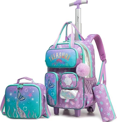 Rolling Backpack for Girls and Boys Backpack with Wheels Travel Luggage Suitcase على Amazon.ae - متتبع الأسعار