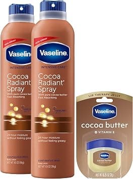 Vaseline Cocoa Radiant Spray Body Lotion 2-Pack + Mini Lip Therapy for Soft, Glowing Skin & Lips - Best Deal Finder