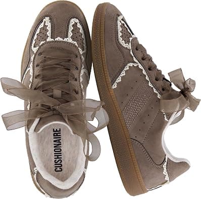 CUSHIONAIRE Belinda Women’s Lace Detail Casual Sneakers – Elegant Ribbon Lace-Up Shoes with Memory Foam on Amazon.ae - Price Tracker