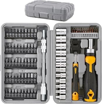 Screwdriver Bit Set with 1/4 inch Hex Socket, 78Pcs Precision Flexible Extension, Tamperproof & Torx Bits, Magnetic Multi-Bit Tool Kit for Home, Auto & Electronics Repair, Storage Case على Amazon.ae - متتبع الأسعار