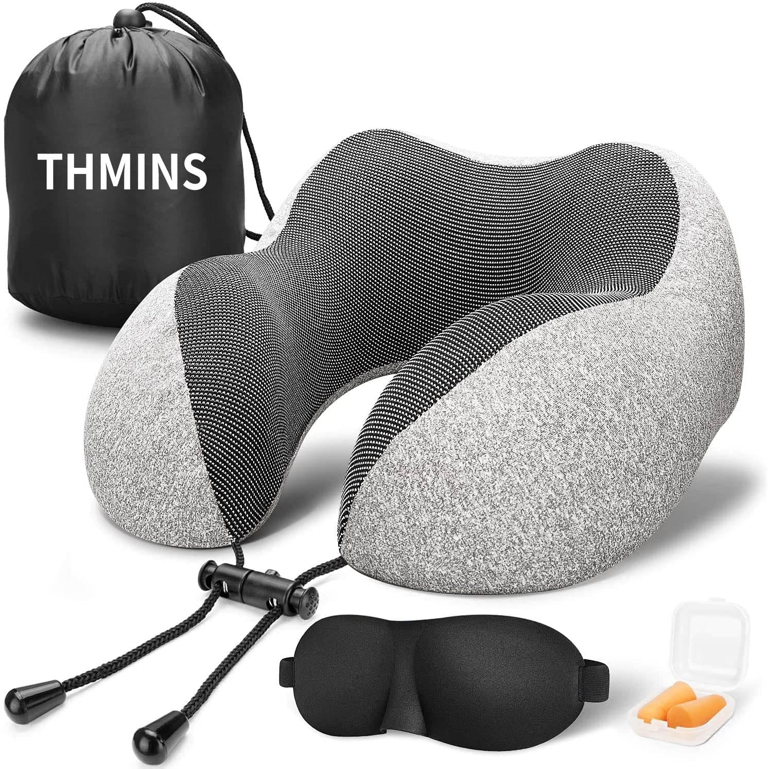 THMINS Travel Pillow for Sleeping Airplane, Neck Pillow for Travel Accessories, Airplane Travel Kit with 3D Eye Masks, Earplugs, and Luxury Bag on Amazon.ae - Price Tracker