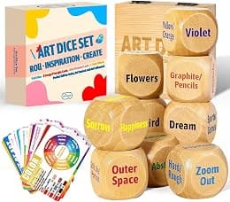Garybank Inspiration Art Dice Gifts for Artists, W/Drawing Principles Cards - Color Wheel & Painting Knowledge, Art Supplies for Women, Set of 9 Creativity Dice, Cool Artist Teacher Gifts - Best Deal Finder