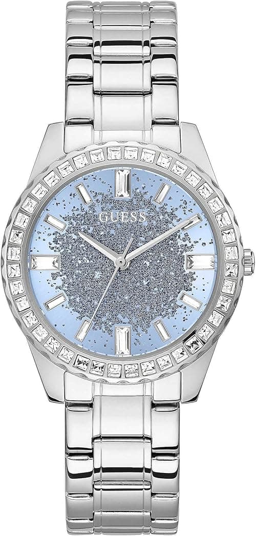 GUESS Glitter Burst Collection Analog Blue Dial Women's Watch-GW0405L1, Silver Tone, Silver Tone on Amazon.ae - Price Tracker