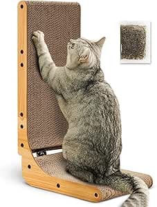 SAWA Cat Scratcher, Large 26.8 Inch Cardboard L Shape Cat Scratch Pad, Vertical Cat Scratching Board with Built-in Catnip Toy Ball, Wall-Mount Cat Scratchers for Indoor Cats on Amazon.ae - Price Tracker