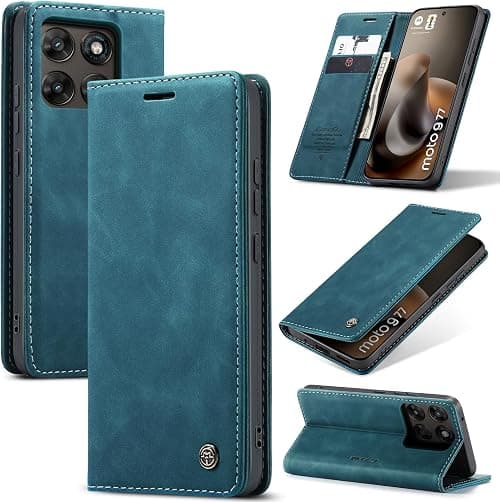 Case for Motorola Moto G77 5G, Motorola Moto G77 Leather Protective Wallet Case, Folding Flip Stand Magnetic Card Holder, Cover for Motorola Moto G77 5G – Blue Green على Amazon.ae - متتبع الأسعار