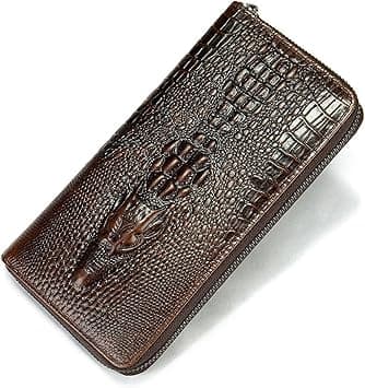 TERRIFI Genuine Leather Wallets for Men, Genuine Leather Wallet with RFID Protection, 12 Card Slots, 3 Bill Compartments, Zip Coin Pocket & Smartphone Slot (Brown) on Amazon.ae - Price Tracker