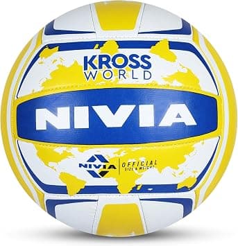Nivia Kross World Volleyball, Yelow/Blue, 4 - Best Deal Finder