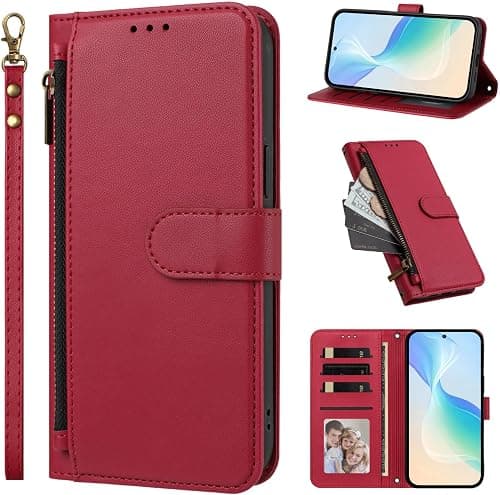 Compatible with Xiaomi Poco F8 Ultra 5G,Compatible with Redmi K90 Pro Max 5GCase Cover【Wallet Zipper & Wrist Strap,Card Slots Cash Slot,Magnetic Flip Stand】Red على Amazon.ae - متتبع الأسعار