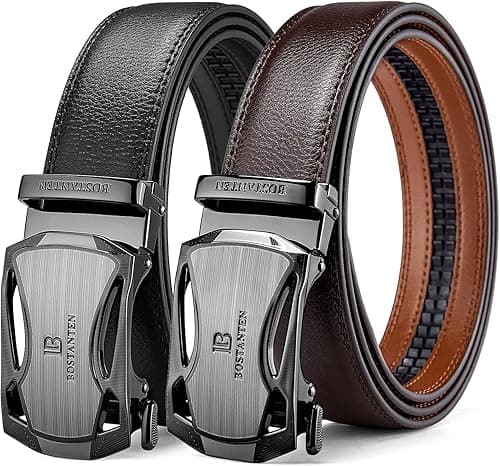 BOSTANTEN Mens Belt Leather 2 Pack Ratchet Belt For Men Dress and Casual with Adjustable Buckle, Trim to Fit on Amazon.ae - Price Tracker