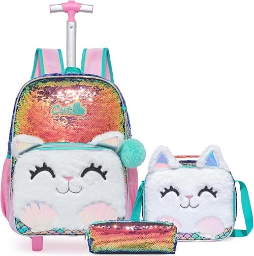 Kids Rolling Backpack for Girls With Wheels School Bags Elementary on Amazon.ae - Price Tracker