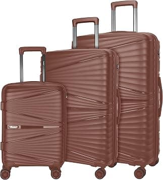 Senator Hard case Luggage Trolley Set for Unisex PP Lightweight 4 Double Wheeled Suitcase with Combination Lock KH1005 (Set of 3, Rose Gold) على Amazon.ae - متتبع الأسعار