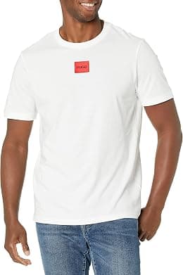Hugo Boss mens Ribbed Crew Neck Regular Fit Center Logo T-shirt T-Shirt - Best Deal Finder