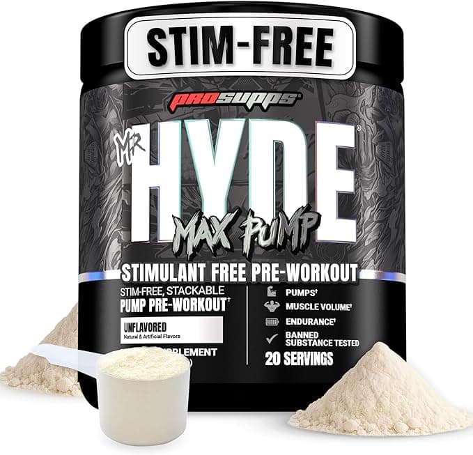 PROSUPPS Mr. Hyde Max Pump Pre Workout Powder - Stim-Free Preworkout Supports Blood Flow, Muscle Volume & Endurance - Caffeine-Free Nitric Oxide Gym & Fitness Supplements (Unflavored, 20 Servings) on Amazon.ae - Price Tracker