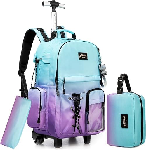 Rolling Backpack for School Backpack with Wheels Black Backpack with Lunch Box Set Backpacks for Teens Girls Boys على Amazon.ae - متتبع الأسعار