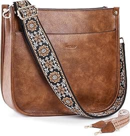 HKCLUF Crossbody Bags for Women Trendy Vegan Leather Hobo Handbags With 2PCS Adjustable Guitar Strap Shoulder Bucket Bags - Best Deal Finder
