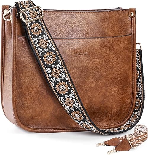 HKCLUF Crossbody Bags for Women Trendy Vegan Leather Hobo Handbags With 2PCS Adjustable Guitar Strap Shoulder Bucket Bags on Amazon.ae - Price Tracker