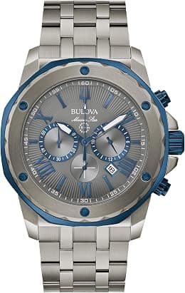 Bulova Men's Marine Star 'Series A' Chronograph Quartz Watch, Luminous Markers, Rotating Dial, 100M Water Resistant, 44mm - Best Deal Finder