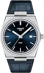 Tissot Mens PRX 316L Stainless Steel case Quartz Watch, Blue, Leather, 12 (T1374101604100), Blue, Quartz Watch - دليلك لأفضل العروض