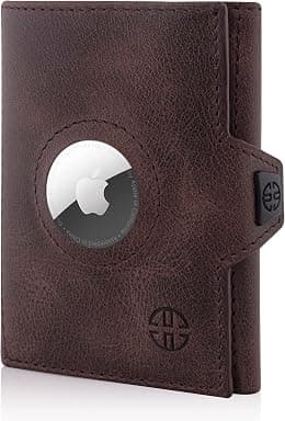 TRUSADOR Verona Leather Wallets for Men & Women Trifold Slim Front Pocket Rfid Wallet (Air Tag Pocket, Brown Vintage), Brown Vintage, Small, Air Tag Pocket - Best Deal Finder