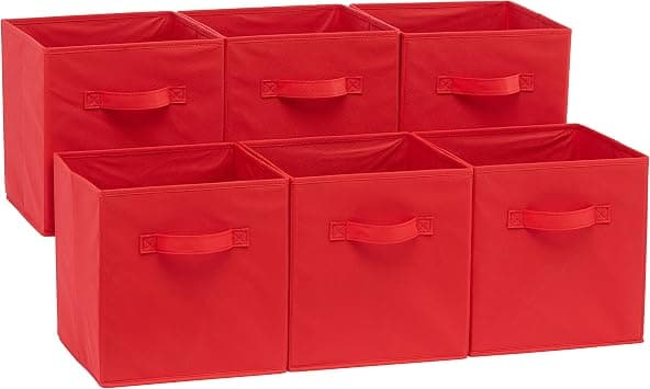 Amazon Basics Foldable Storage Cubes, 6-Pack, Red, 26.6 x 26.6 x 27.9 cm - متتبع أسعار Amazon.sa