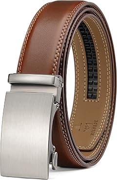 MILORDE Men's Genuine Leather Ratchet Belt, Customizable Fit, 1 3/8" for Dress Pant Shirt Oxfords Casual Golf - Amazon.ae Price Tracker