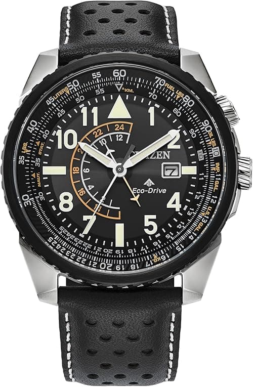 Citizen Men's Eco-Drive Promaster Air Nighthawk Watch, Black Leather Strap, Black Dial, Dual Time (Model: BJ7137-07E) on Amazon.ae - Price Tracker