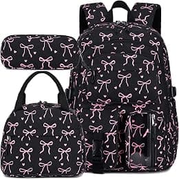 School Backpack Girls Teens Bookbag with Lunch Box Set Corduroy Kids Elementary Middle School Bag - Best Deal Finder