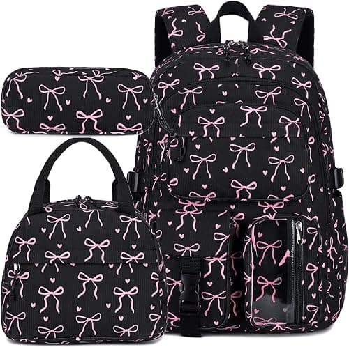 School Backpack Girls Teens Bookbag with Lunch Box Set Corduroy Kids Elementary Middle School Bag على Amazon.ae - متتبع الأسعار