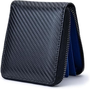 Alldaily RFID Blocking Wallets for Men with Zipper Bifold RFID Card Holder (Black & Blue) on Amazon.ae - Price Tracker