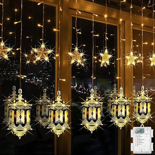 Ramadan Decorations Lights,Led Star Lantern Curtain Ramadan Lights for Bedroom Home Outdoor Ramadan Lights Hanging for Wall Window on Amazon.ae - Price Tracker