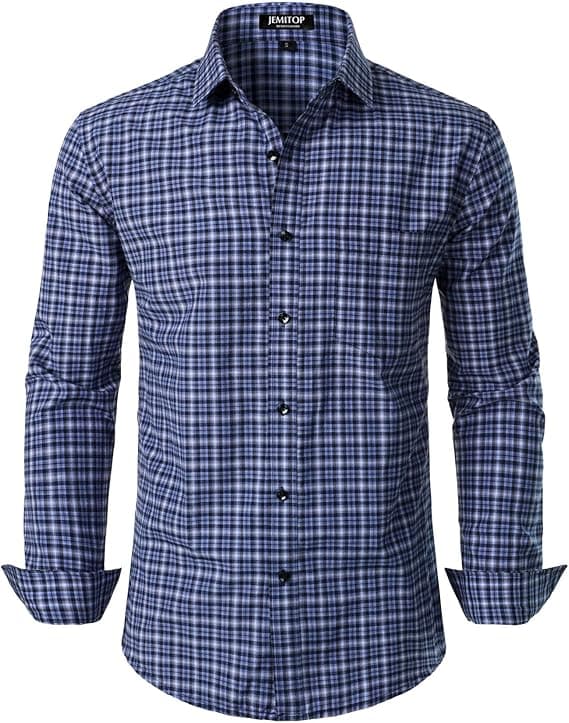 JEMITOP Men's Transitional Weather Slim Fit Long Sleeve Button Down Shirt Business Casual Dress Shirts with Pocket on Amazon.ae - Price Tracker