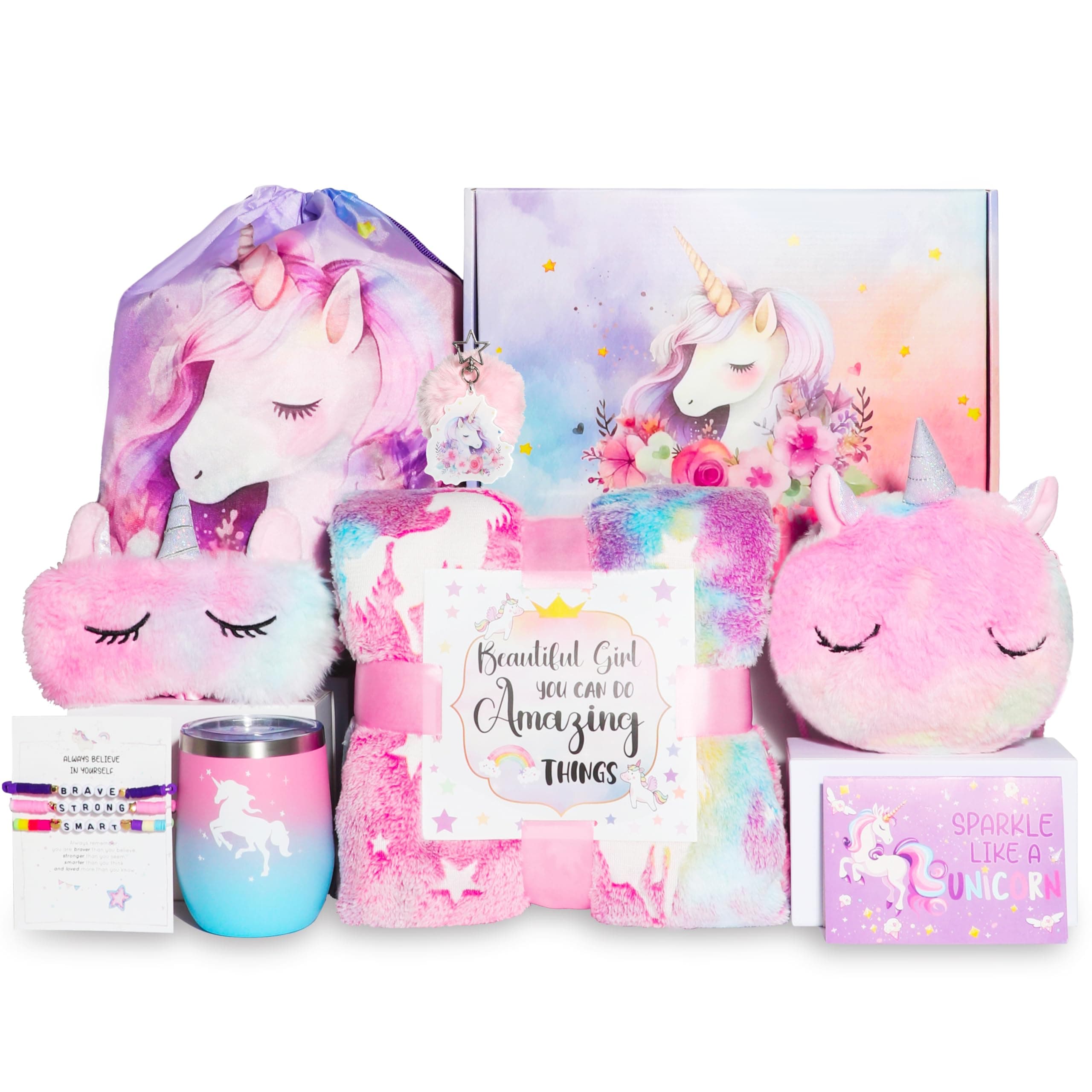 Beauenty Unicorn Toys for Girls Age 4-10,Unicorn Gift Box Set for Girls,Girl Gifts with Unicorn Blanket Bag Eye Mask and Bracelets,New Year Birthday Children's Day Gifts for Girls﻿ (colourful) on Amazon.ae - Price Tracker
