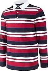Men's Polo Shirts Long Sleeve Striped Dry Fit Casual Collared Pique Golf Polo Shirts for Mens - Best Deal Finder