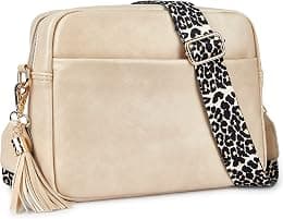 Cynure Women's Leather Crossbody Bag Zipper Shoulder Camera Purse - Best Deal Finder