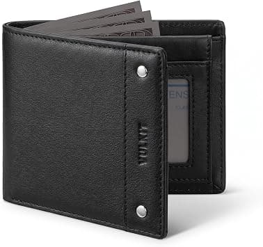 VULKIT Men's Wallet Genuine Leather RFID Blocking Bi-fold Wallets with Double ID Window Everyday Carry Wallet Gift for Mens on Amazon.ae - Price Tracker
