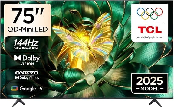 تلفزيون جوجل للألعاب تي سي إل 75C6K 75 بوصة ذكي 4K بتقنية كيو دي-ميني LED، كريستال كوانتوم ملون، HDR 10+، معدل تحديث 144 هرتز، نظام هاي-فاي 2.1 من أونكيو، دولبي أتموس، ذكاء اصطناعي، جيم ماستر (2025) - متتبع أسعار Amazon.sa