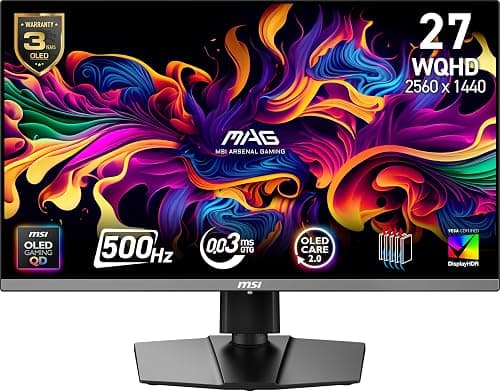MSI MAG 272QP QD-OLED X50 27" WQHD Gaming Monitor – 500Hz, 0.03ms, HDR True Black 500, Adaptive Sync, USB-C, HDMI 2.1 on Amazon.ae - Price Tracker