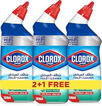 Clorox Toilet Cleaner Fresh Scent, 2+1 Free, 709ml, Kills 99.9% of Germs and 100% Powers Through Stains - Amazon.ae Price Tracker