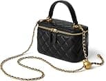 DORIS&JACKY Small Quilted Box Crossbody Purse For Women Designer Leather Mini Top Handle Pouch Bag With Metal Chain Strap - Best Deal Finder