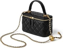 DORIS&JACKY Small Quilted Box Crossbody Purse For Women Designer Leather Mini Top Handle Pouch Bag With Metal Chain Strap - Amazon.ae Price Tracker