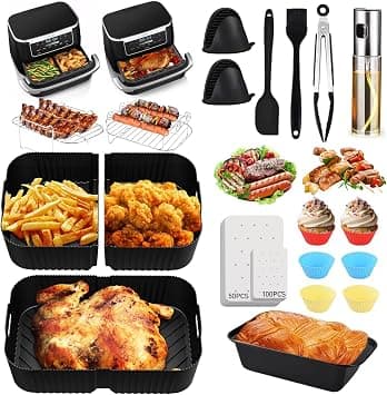 Hot Air Fryer Accessories for Ninja Foodi Flexdrawer AF500EU 10.4 L, Airfryer Accessories with 1 x 10.4 L & 2 x 5.2 L Silicone Mould for Ninja Foodi AF500EU, Dual Zone Airfryer Accessories on Amazon.ae - Price Tracker