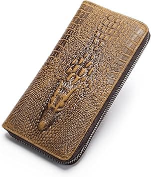 NIUCUNZH Genuine Leather Cool Long Wallets for Men Personalized Zip Around Wallet Checkbook Cash Credit Card Holder Wallet, 1232-brown, Large, Vintage, Long, Casual, Lightweight on Amazon.ae - Price Tracker