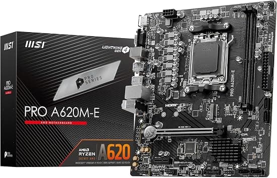 MSI PRO A620M-E Motherboard, Micro-ATX - Supports AMD Ryzen 7000 Series Processors, AM5 - DDR5 Memory Boost 6400+MHz/OC, 1 x PCIe 4.0 x16, 1 x M.2 Gen4 على Amazon.ae - متتبع الأسعار