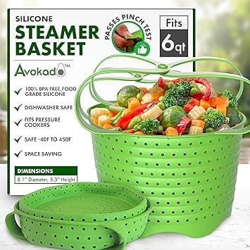 Avokado Silicone Steamer Basket for 6qt Instant Pot [3qt, 8qt avail], Ninja Foodi, Other Pressure Cookers - 100% Food Safe, BPA-Free, Dishwasher Safe Collapsible Vegetable Steamer Basket & Strainer on Amazon.ae - Price Tracker