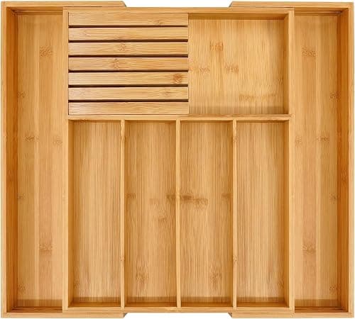 THE WHITE SHOP Cutlery Organiser, 33-50cm Expandable Bamboo Drawer Tray on Amazon.ae - Price Tracker