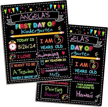 Reusable Double-Sided First & Last Day of School Chalkboard, 12x10 Inches, Washable Color Painting Kids School Sign, Photo Prop for Kindergarten, Pre-K, Preschool Milestone Board على Amazon.ae - متتبع الأسعار