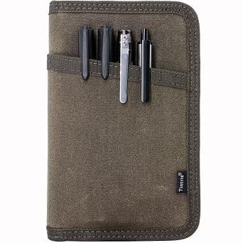 Tintris Journal Cover for Field Notes Notebooks Moleskine Cahier 3.5 x 5.5 with zipper pen holder, Water Resistant Pocket Notebook Cover for Journal Notebook planner, Classy Waxed Canvas, Olive - متتبع أسعار Amazon.sa